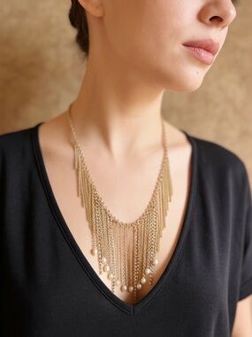 0157) Ettika Gold plated Fringe Necklace
